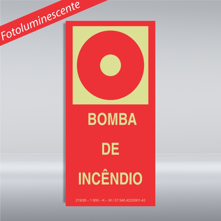 PLACA BOMBA DE INCÊNDIO - PVC - FOTOLUMINESCENTE